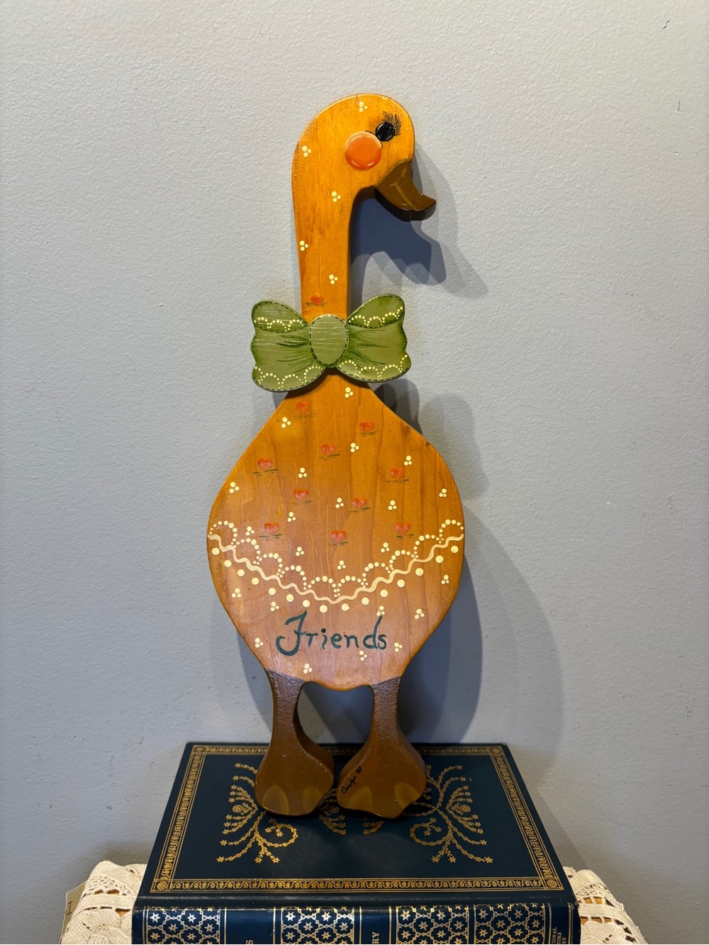 Vintage Farmhouse Carved Wood Goose Duck Wall Hanging